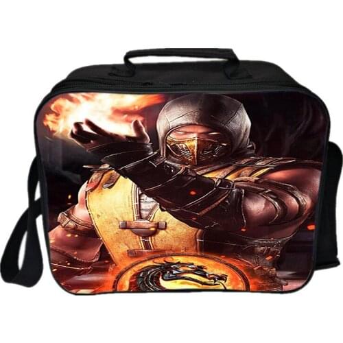 Scorpion In Mortal Kombat X Mask Lunch Bag Thermal Insulated Lunch Bag Picnic Camping Shoulder Bag Fresh Keeping Ice Cooler Bag