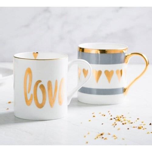 Totems Mosaic Geometric Flamingo Ceramic Coffee Mug Coffee Cup Gold Breakfast Milk Water Cup Couple Creative Gifts MJ