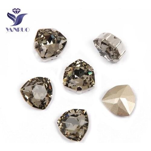 YANRUO 4706 Trilliant Black Diamond Pointback Fancy K9 Crystal Diamond Stones DIY Rhinestones For Jewelry
