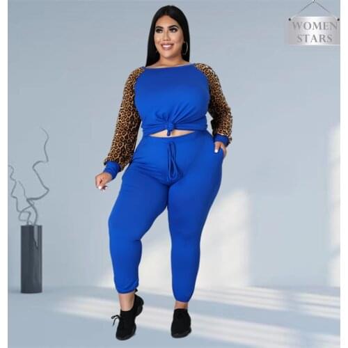 Plus Size Two Piece Outfit Women Fall Clothing XL-4XL Sweatsuit Tracksuit Warm Fabric Crop Top Leggings Wholesale Dropshipping