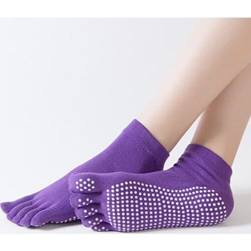Reallion Women Anti-slip Sport Yoga Socks Non-Slip Stretch Cotton Warm Yoga Socks Fitness Pilates Gym Five Toe Sport Socks