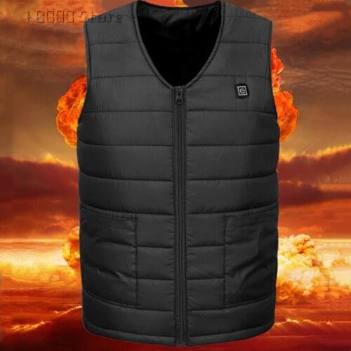 Plus Size 10 Area Heating Vest Men/Women V-neck USB Heated Vest Smart Control Temperature Heating Jacket Coat Winter Hunting