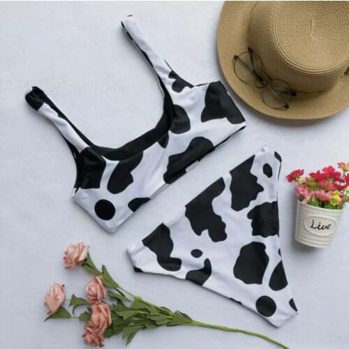 Sexy Bikini New Cow Print Swimsuit Women Two Pieces Push Up Biquini Brazilian Sw