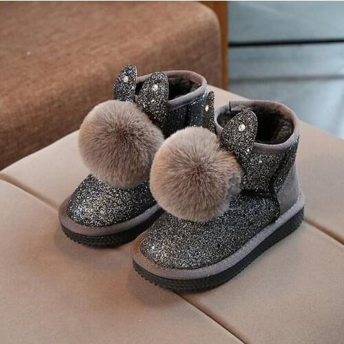 Snow boots girls winter boots boys warm fur winter bows baby snow boots children shoes