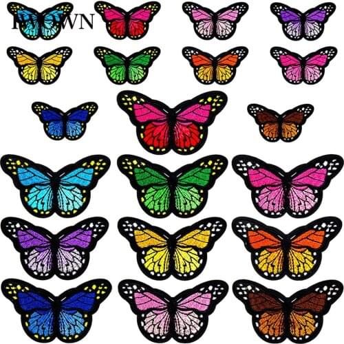 20pcs Butterfly Iron On Patches Embroidered Sewing Applique Repair Patch for DIY Clothing Appliques Stickers Fabric Accessories