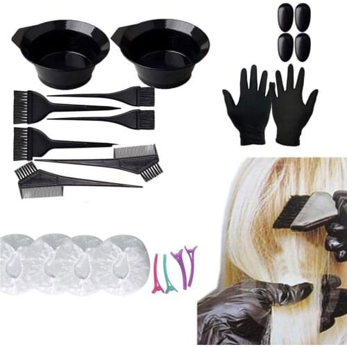 22Pcs/Set Hair Dye Colouring Brush Comb Bowl Gloves Clip Hairdressing Tools hair tint tool set can meet your different needs