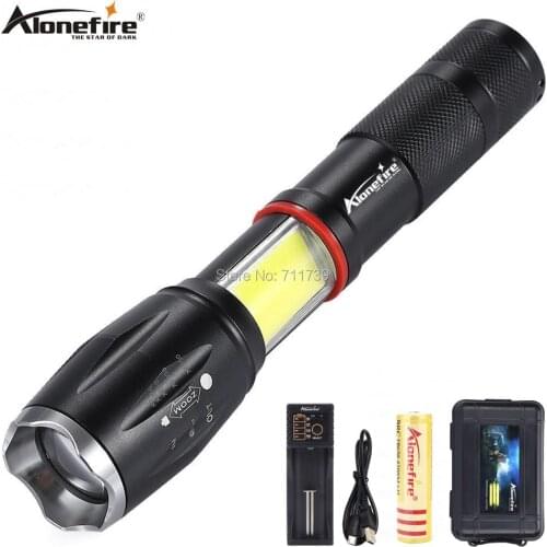 AloneFire G701 flashlight 5000lm CREE XML T6 led Aluminum Waterproof Zoom Tactical Torch COB Magnet Work lantern 18650 battery