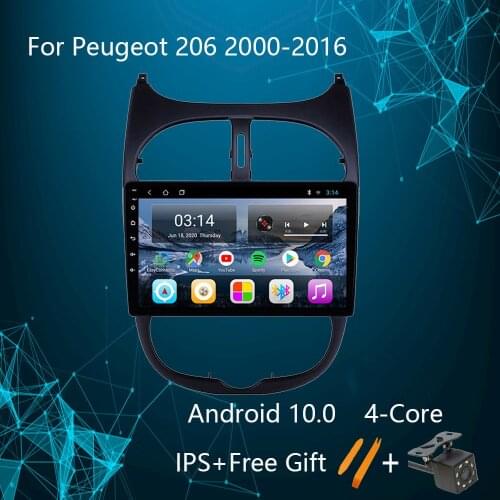 Android 10 For Peugeot 206 2000 -2016 Car Radio Multimedia Video Player Navigation GPS 2G+32G IPS Split Screen Mirror Link TMPS