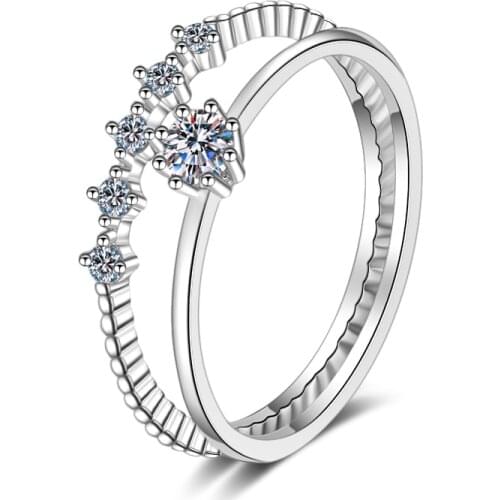 ANZIW 925 Sterling Silver Moissanite Diamond 0.1CT Fashion Set Engagement Ring For Women Jewelry Gifts