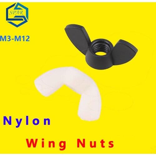 Wing Nuts Hand Tighten Black or White Nylon Nut Wing nut Butterfly Nut Ingot Plastic Wing Nuts Nylon DIN315 M3-M12