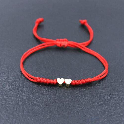 BPPCCR Lucky Double Love Heart Shape Stars Charm Couples Bracelet Red Rope Thread String Knot Bracelets For Men Women Lovers