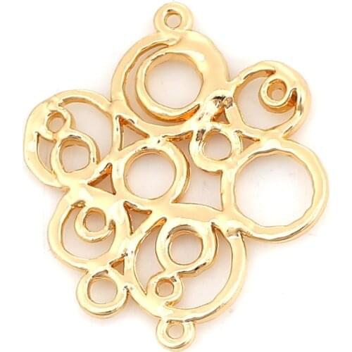 DoreenBeads Zinc Based Alloy Connectors Irregular Gold silver color Circle Hollow DIY Charms 33mm(1 2/8") x 28mm(1 1/8"), 10 PCs