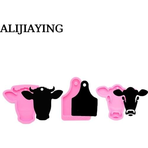 DY0095 DIY Cow tag keychain silicone mold Cow ear label epoxy resin molds glossy finish molds for plaster