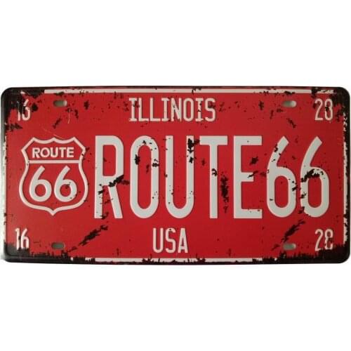 ERLOOD ILLINOTS Route 66 Retro Vintage Auto License Plate Tin Sign Embossed Tag Size Home Pub Bar Decor 6 X 12
