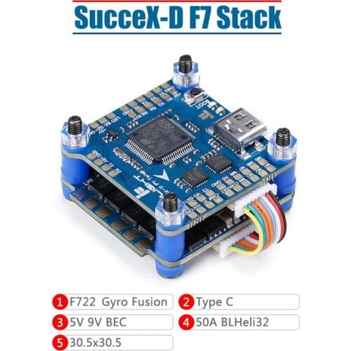 IFlight SucceX-D F7 TwinG Stack with SucceX-D F7 TwinG V2.2 FC/SucceX 50A 2-6S BLHeli_32 4 in 1 ESC for HD FPV system