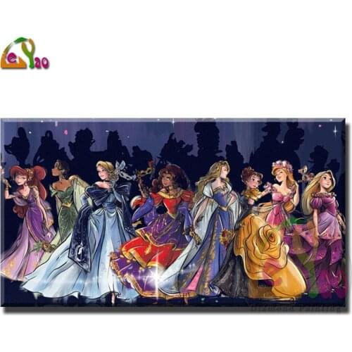 Full Square/Round 5D DIY Diamond Painting Kit Set Princess Cartoon Girl Diamond Embroidery Cross Stitch Mosaic Sale Home Decor