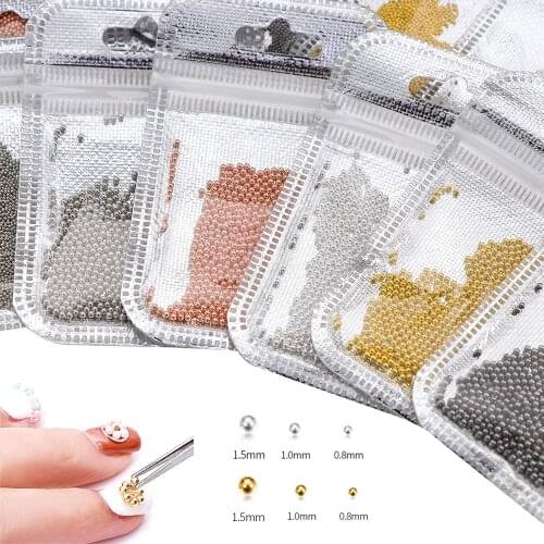 20Bags 10g 0.8MM Rose Gold Silver Circle Bead Decoration Silver Gold 3D Nail Art Caviar DIY Accessories Manicure Tools Wholesale