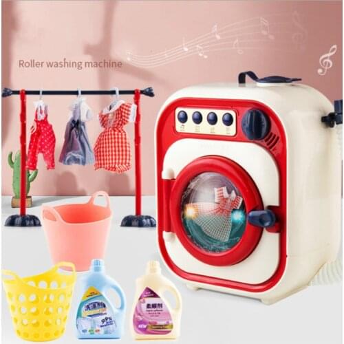2021Childrens washing machine toy set Electric mini drum can rotate kinetic energy with water girl play house gift 3 years old