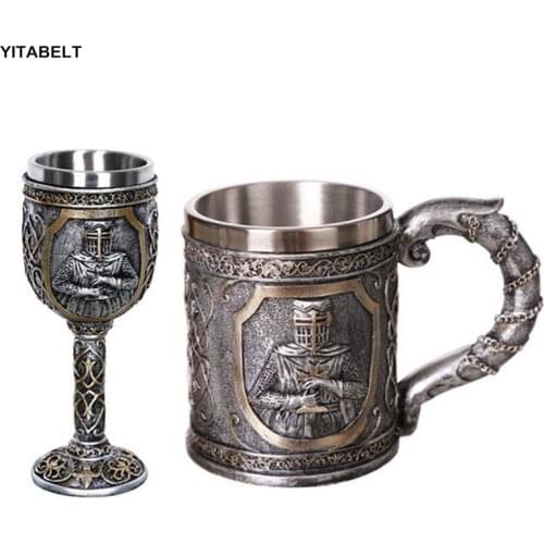 Stainless beer mug coffee cup middle ages armor halloween gift party supply