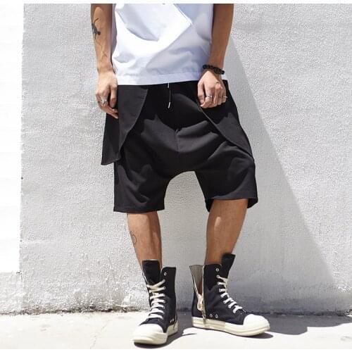 2020 new dark all-match shorts original design big pockets cropped male casual pants