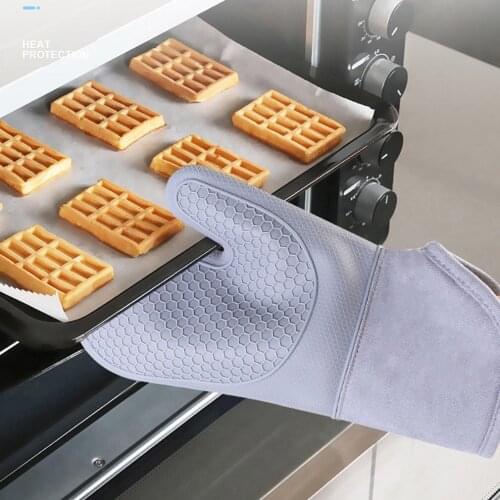 New Kitchen Gloves Potholder Gloves Mitts Baking Insulation Gloves for BBQ Non-slip Resistant Linen Potholders Pad Oven Mitts