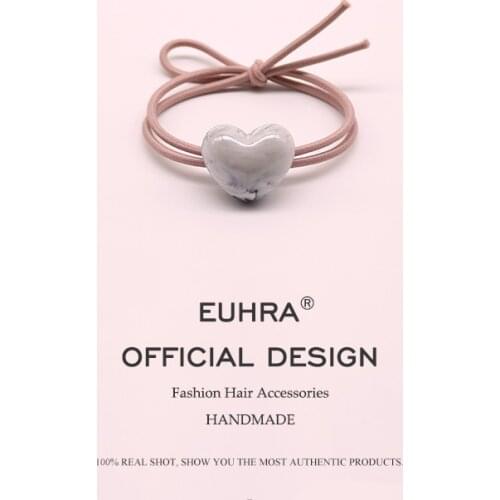 Sempli 5 Colors Double Elastic Hair Bands Macaron Love Heart Woman Girls Hair Band Children Hair headband Accessories Scrunchie