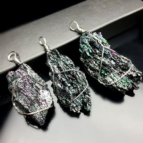 3pcs/Lot Natural Stone Pendant Healing Retro Plated Wrap Quartz Agatess Pendant Raw Mineral Crystal Stone Pendants Women Male