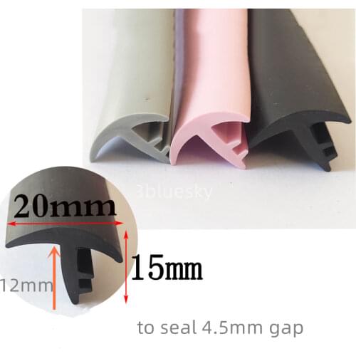 Rubber T Strip Glass Metal Wood Panel Edge Encloser Shield Car Seals 20mm x 15mm Gray Black Pink