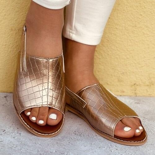 Women Peep Toe Sandals 2021 Female Summer Casual Sewing Slides Ladies Fashion Flats Woman Outside Shoes Plus Size Footwear