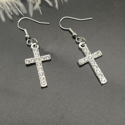 Crystal Cross Drop Earrings For Men Women New Trendy Fashion Ear Jewelry Pendientes Mujer Moda Wholesale Dropshippig