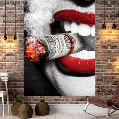 Cigar women tapestry red lips wall hanging room decor small tapestry background cloth