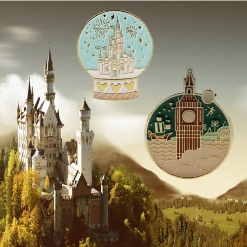 Fairy Castle Charm Brooch Cute Ocean Fireworks Lapel Pin Metal Button Clothes Decoration