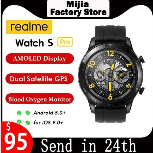 Realme Watch S pro Smart Watch 1.39”Always-On Display Powerful Dual Processor Dual Satellite GPS Global Version For Android iOS