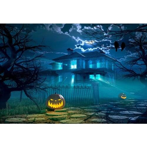 Pumpkin lamp photo backgrounds fabric 2020 Halloween trick or treat kids photography backdrops for photo studio props lv-2484