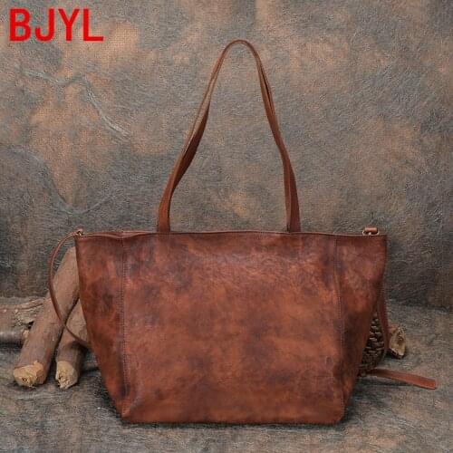 Literary Retro Casual Leather Women Handbag Shoulder Bag Shopping Tote Bags 2020 New Real Leather Large Capacity Leather Female