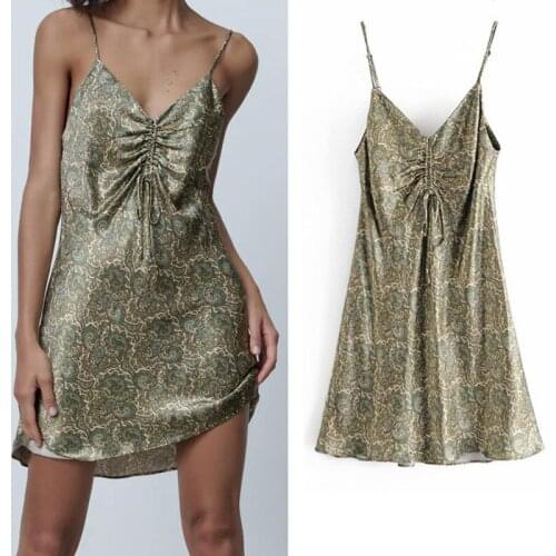 Sexy Camisole Dress For Women Summer 2021 Vintage Spaghetti Strap Party Dresses Fashion Paisley Cozy Bow Chic Mini Womens Dress