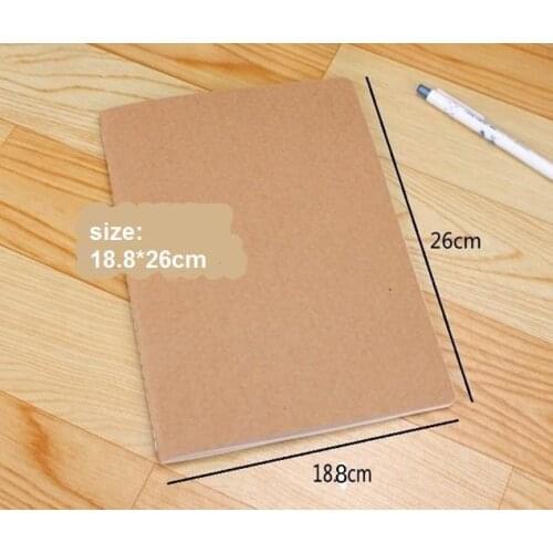 1pcs/lot NEW kraft cover notebook Paper Notepad blank inner page sketch book 18.8*26cm retail