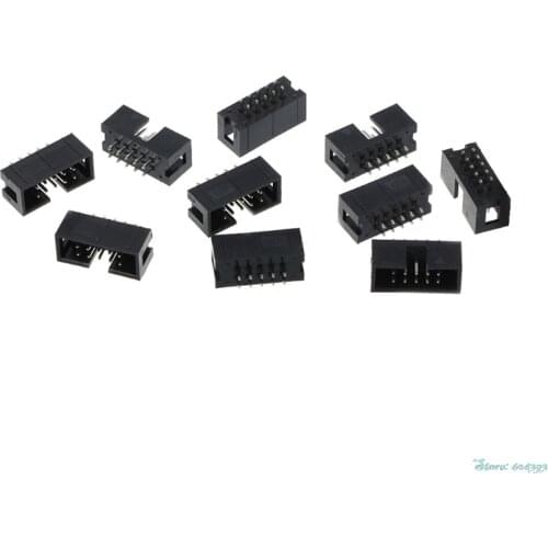 10Pcs/Set DC3 10 Pin 2x5 Pin Double Row 2.54mm Pitch Straight Pin Male IDC Box Header Connector
