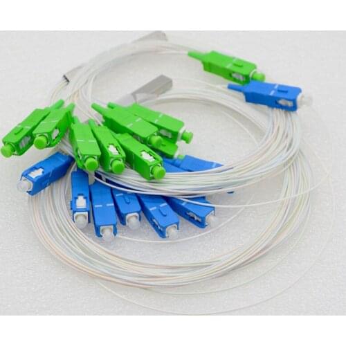 100PCS New Single Mode PLC 1*8 Optical Fiber Splitter 0.9mm G657A Mini Steel Tube SC/UPC/APC Fiber Splitter Special Wholesale