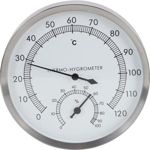 2-In-1 Stainless Steel Steam Room Sauna Room Thermometer Hygrometer Thermo-Hygrometer Indoor