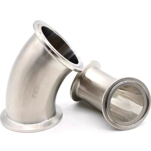 3/4"-4"(19mm-102mm) Tri Clamp 1.5" 2" 2.5" 3" 3.5" 4" 45 Degree Elbow SUS304 Stainless Sanitary Pipe Fitting Connector Homebrew
