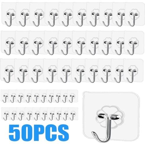 30/50PCS Transparent Strong Self Adhesive Wall Hook Hangers Hooks Suction Heavy Load Rack Cup Sucker for Bathroom Kitchen