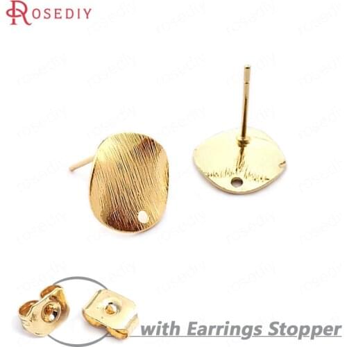 33742)10PCS 12MM 24K Gold Color Brass Striped Wave Round Stud Earrings Pins High Quality Diy Jewelry Findings Accessories