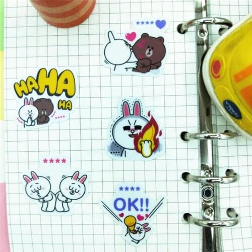 40 cute rabbit stickers cartoon funny scrapbook stickers for children, DIY laptop suitcase skateboard motorcycle bicycle toy