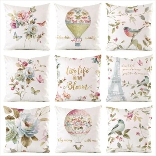 45cm*45cm Pale Blue Flower Inimitated Silk Fabric Throw Pillow Covers Couch Cushion Cover Home Decorative Pillows Pillow Case