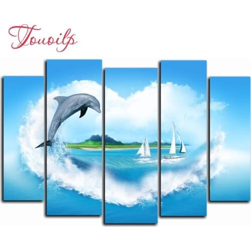 5pcs,Full,square&round Diamond Embroidery,5d Dolphin sailing Diamond Painting,Cross Stitch Diamond Mosaic,diamond pattern,Crafts