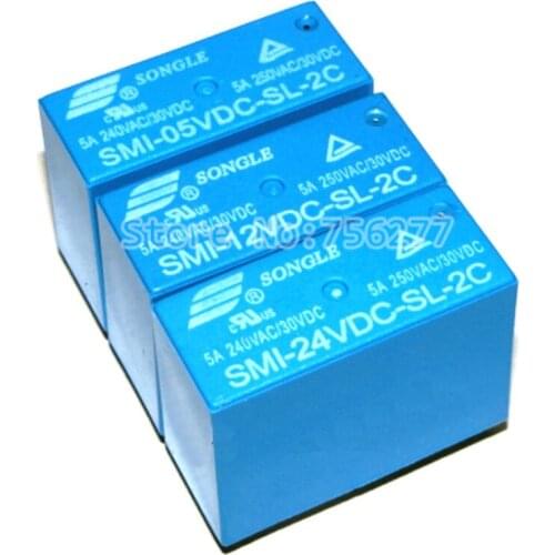 50PCS/lot Power relays SMI-05VDC-SL-2C SMI-12VDC-SL-2C SMI-24VDC-SL-2C 5V 12V 24V 5A/250VAC/30VDC 8pin