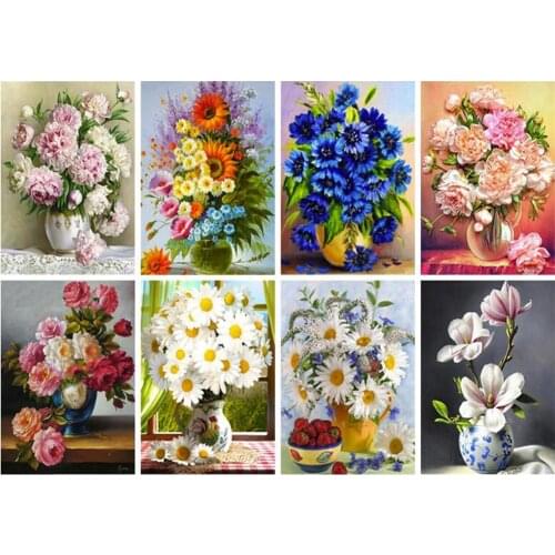 Needlework Full Square/Round Diamond Embroidery flowers DIY 5D Diamond Painting Rose daisy Cross Stitch Rhinestone Mosaic FG1916