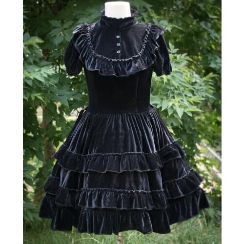 Tailored Lolita Gothic court style velvet dress