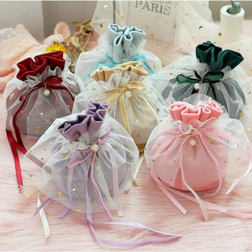 Shiny Star Pearl Yarn Gift Bags Wedding Birthday Party Candy Bags Christmas Halloween Gift Box Packaging Bags drawstring bag